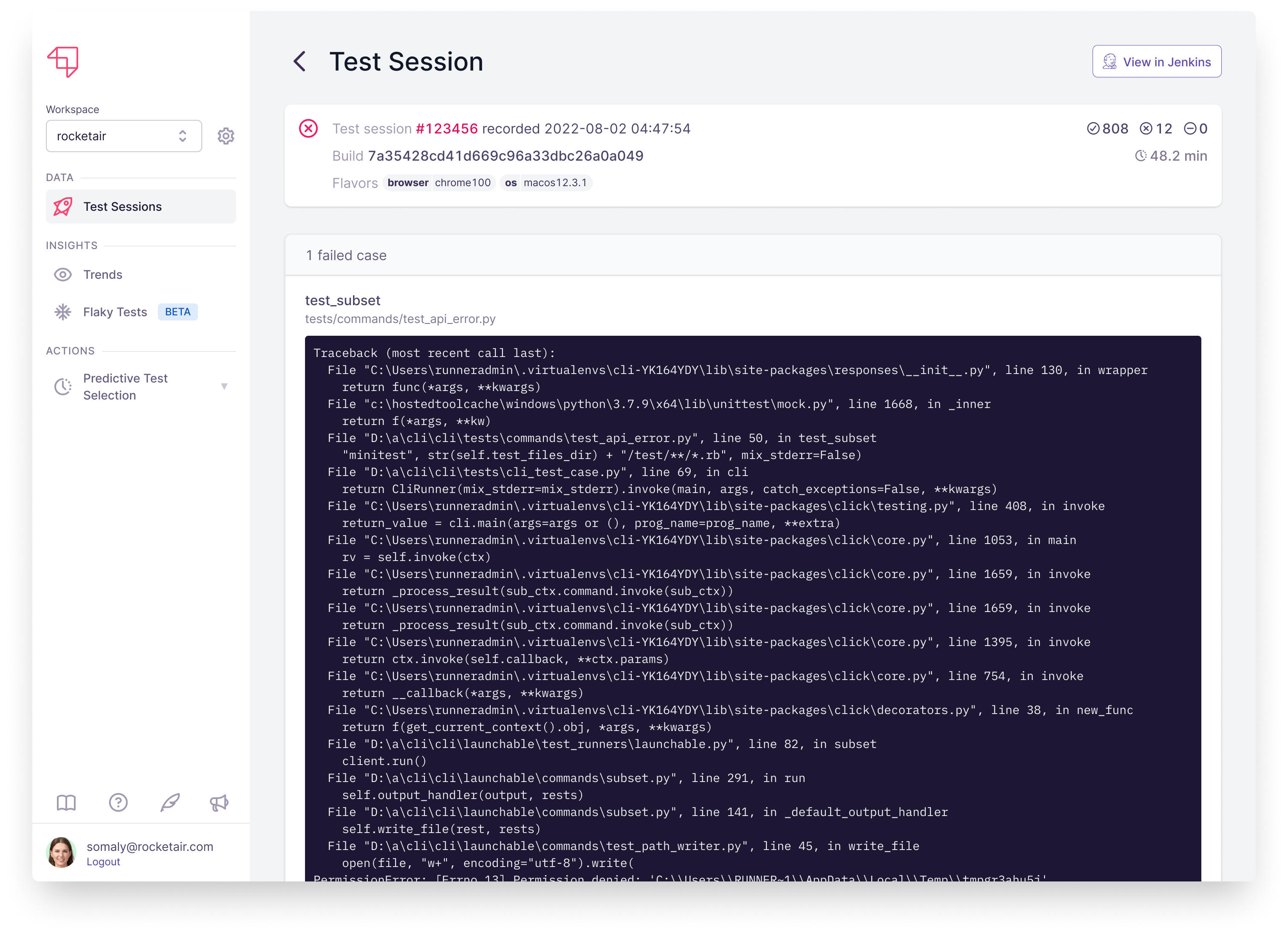 test session details with content
