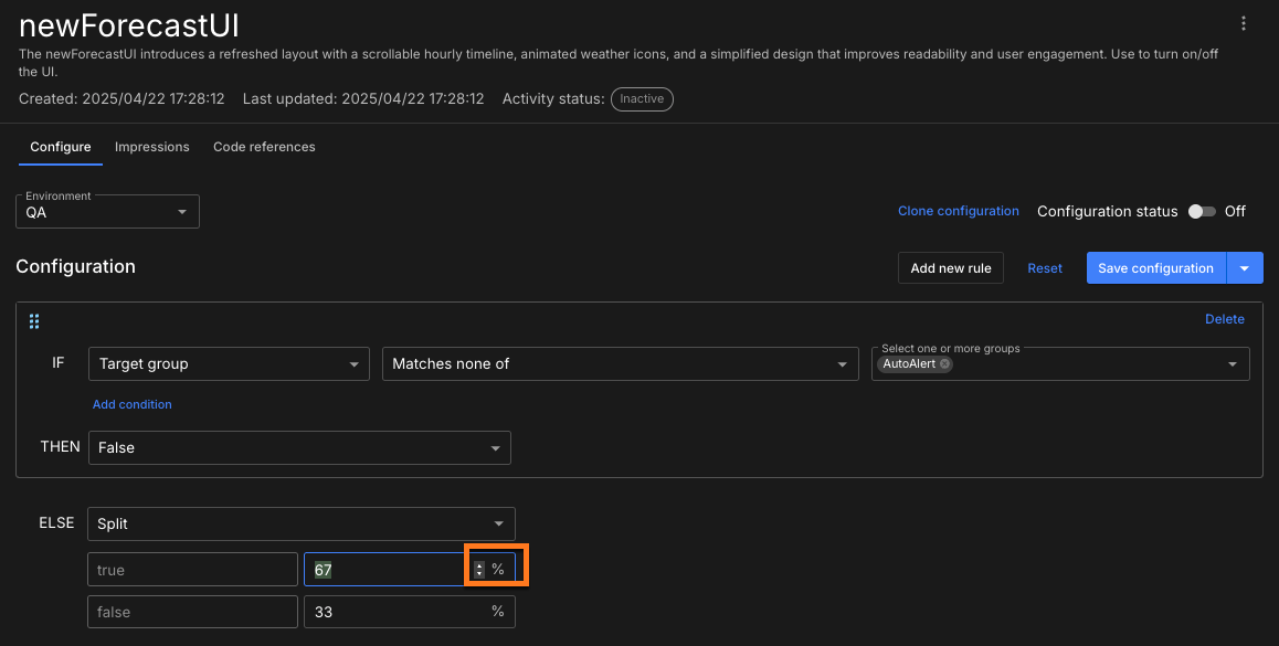 Boolean flag split release example