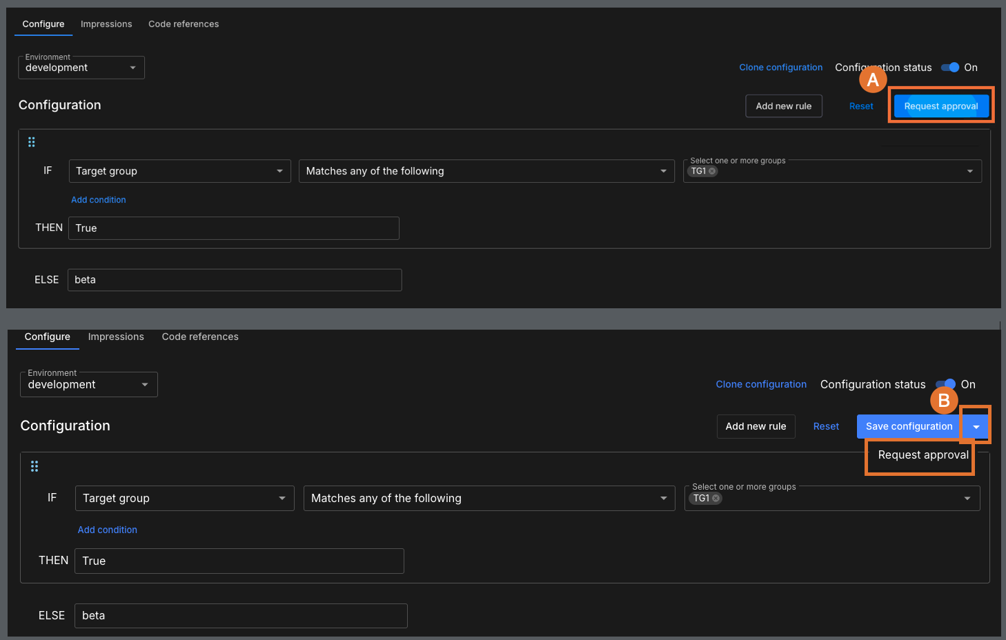 Request approval button based on permissions
