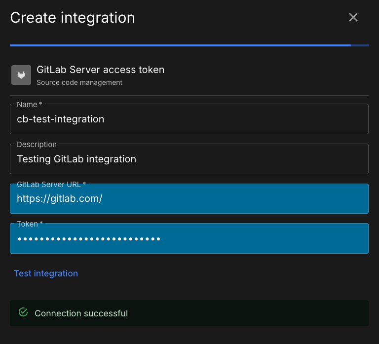 GitLab personal access token form