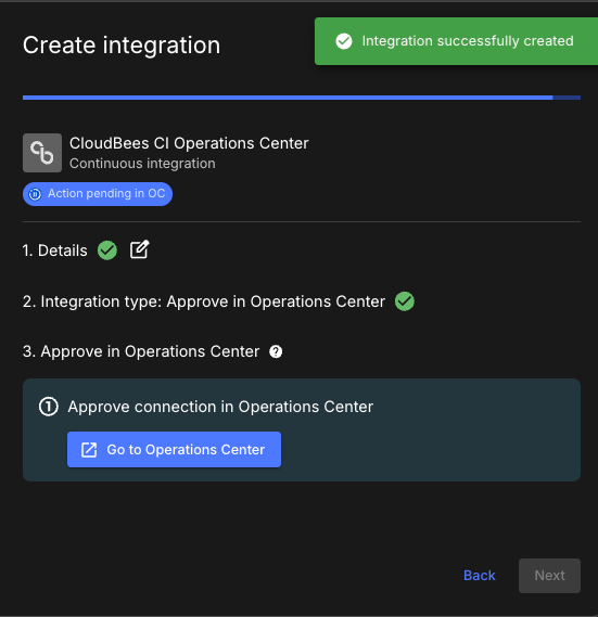 Approve operations center integration