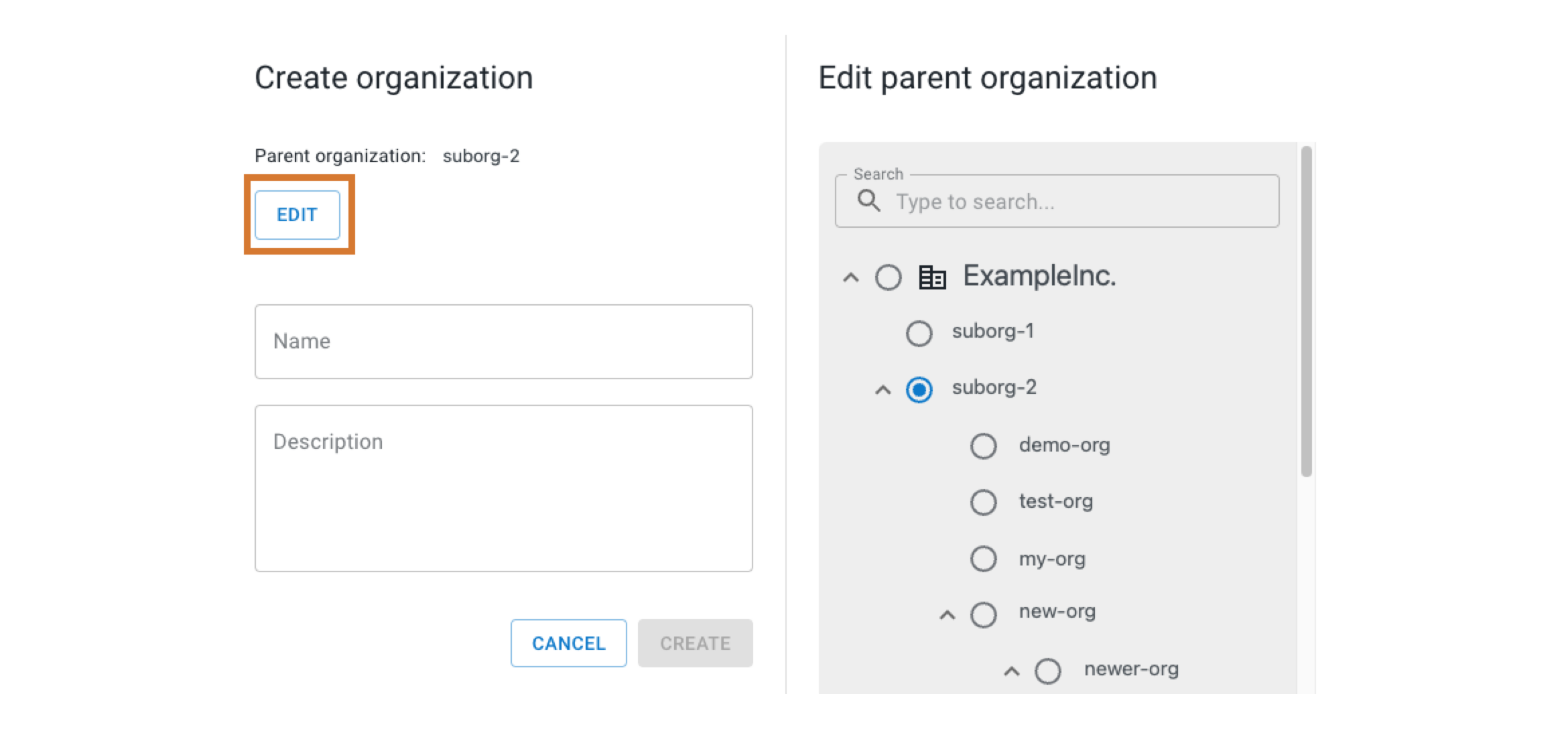 Access organization lists