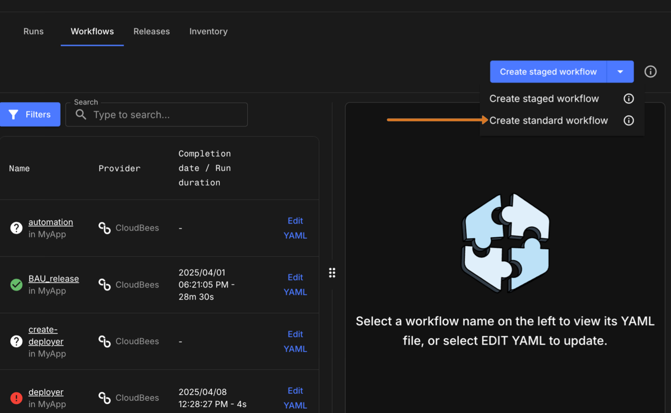 Create stage workflow