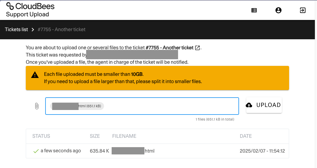 uploads ticket details