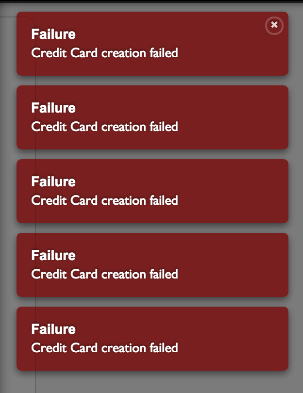 Credit card creation failure